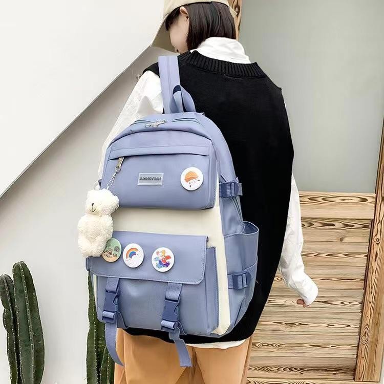 Kit 5 Bolsas Mochila Feminina Escolar Universitária De Viagem Moda Casual Unissex 9016 X149 X150 AMY