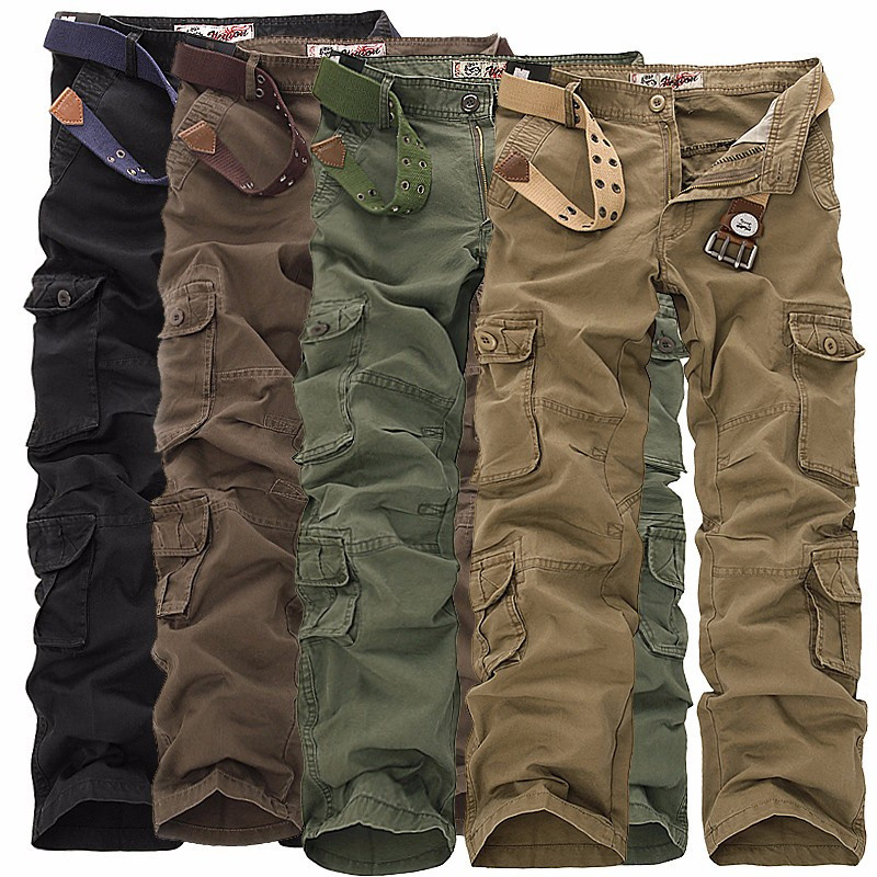 Calça De Carga Militar Masculina Algodão Tática Casual Do Exército Sem Cintos Mais Tamanho