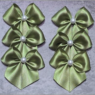 30un Laço Cetim Número 5 Acabamento D Pérola Verde Militar em Oferta na Shopee