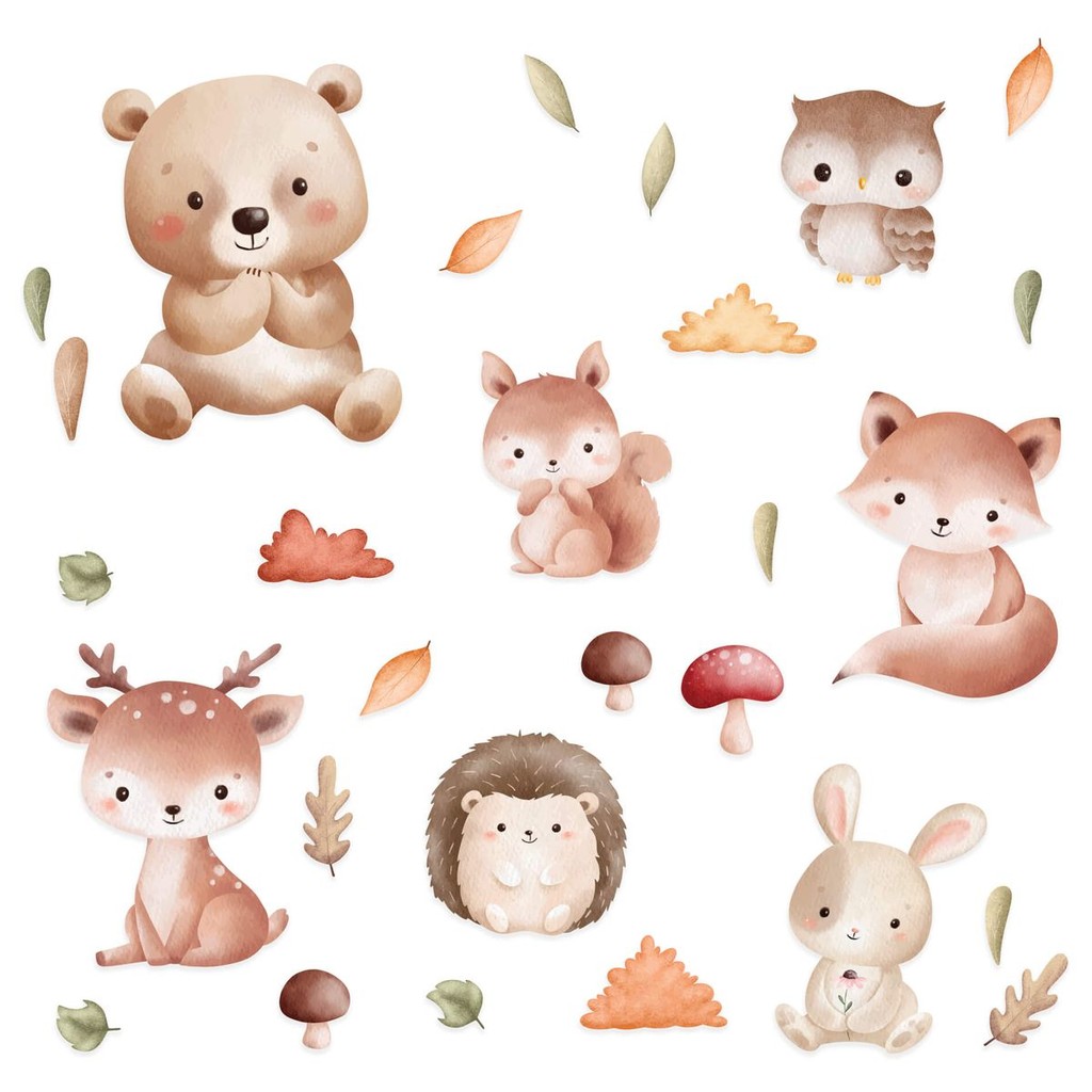 Adesivo para Parede Animais da Floresta Bichinhos Silvestres em Oferta na Shopee