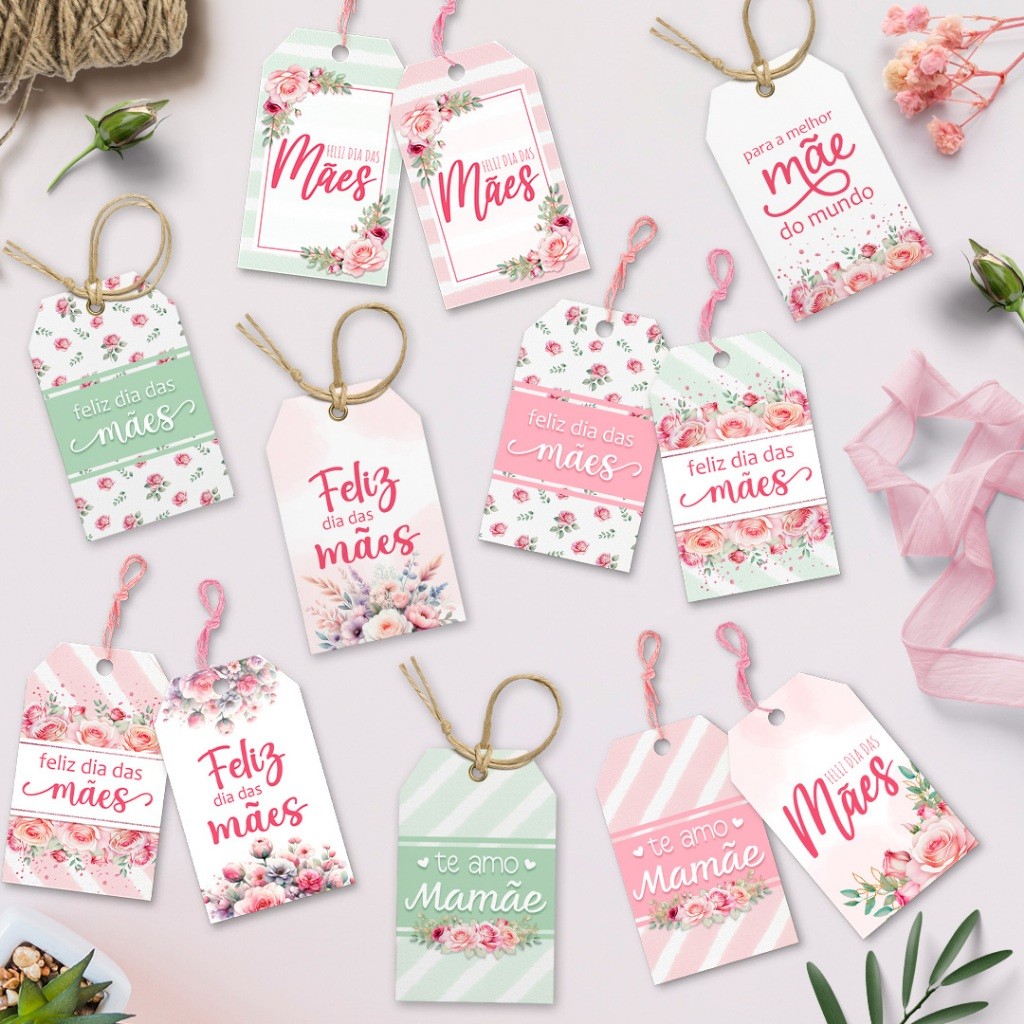 Tags Personalizadas Dia das Mães - 20/50/100 Unidades 7x4,5cm - Perfeitas para Brinde em Oferta na Shopee