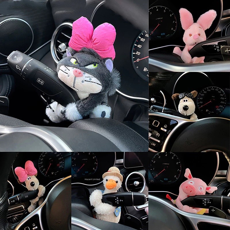 Pelúcia Gato Lúcifer Cinderela Abraçador Alavanca Câmbio Limpador Decoração Interior Carro Universal