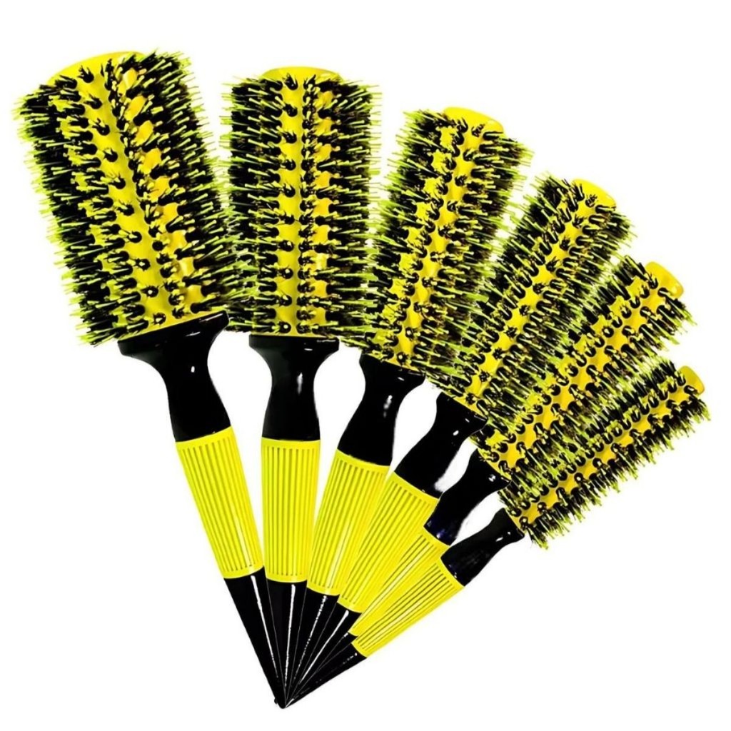 Kit 5 Escovas Madeira Térmicas Profissionais Cabelo Cerdas De Javali