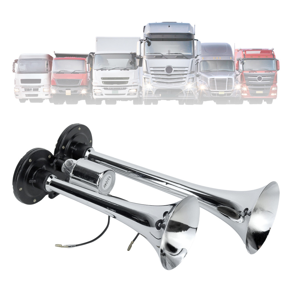 Buzina A Ar 2 Cornetas 12V 24V Cromada Corneta Buzina De Caminhão Bratus Forte Alta Potência em Oferta na Shopee