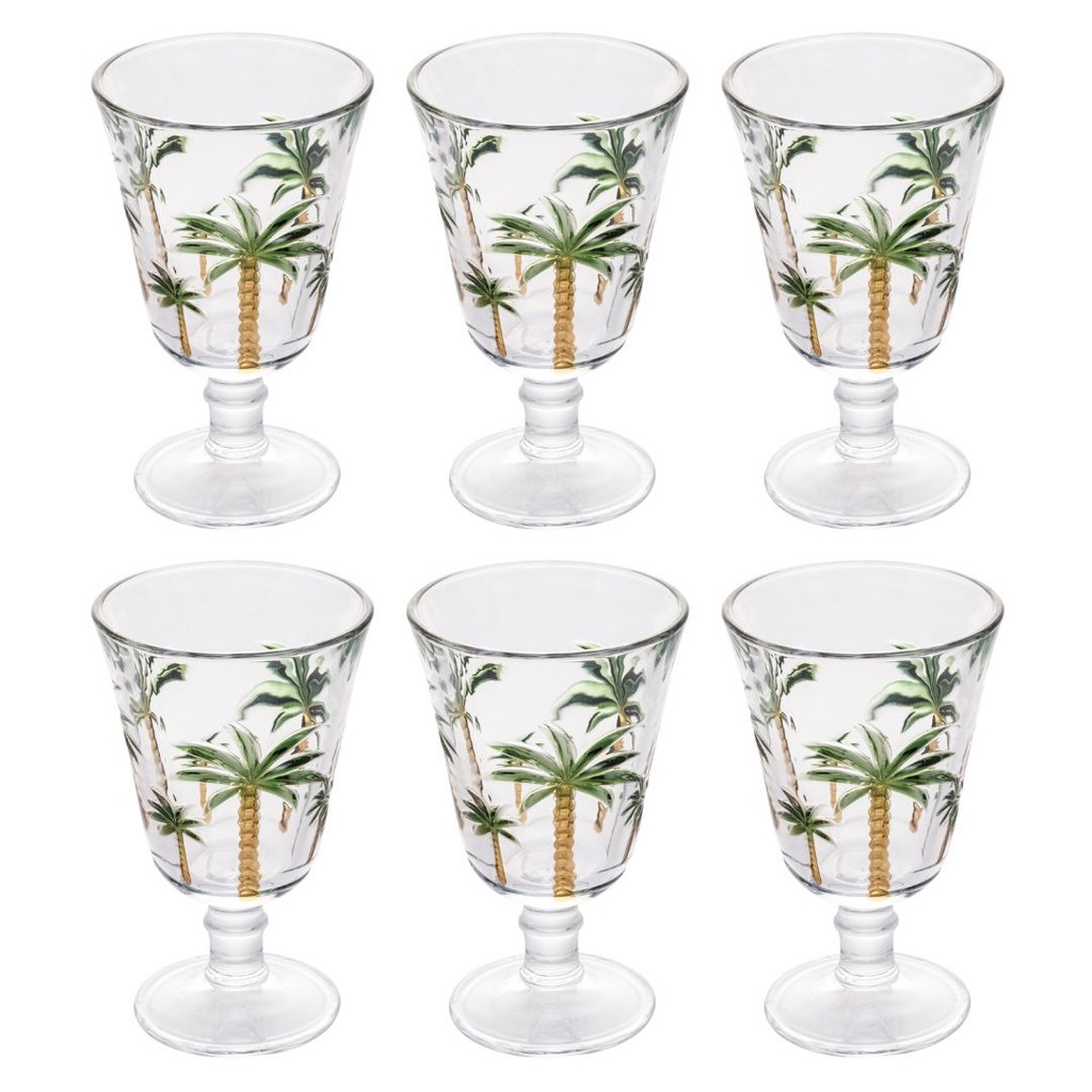 Cj 06 Taças de Cristal Palm Hand Painting 240ml - Lyor