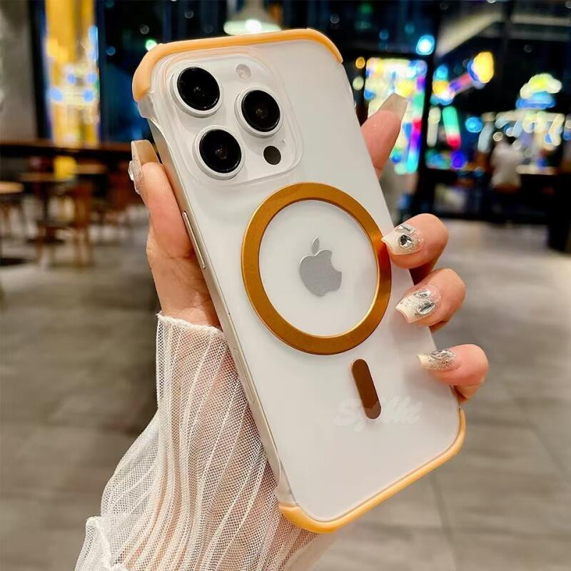Luxo Fosco Magnético Wireles Carga Capa Para iPhone 16 15 14 13 12 Pro Max Ultra Fino Caso Sem Moldura
