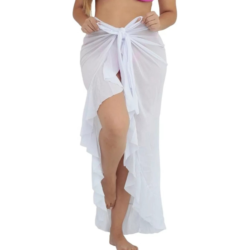 Saida De Praia Saia Envelope Com Babado Moda Gringa Para Virada do Ano Reveillon