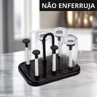 Secador Suporte Porta Copos Não Enferruja Resistente Seca Escorredor de Copos Suporte 6 Co...