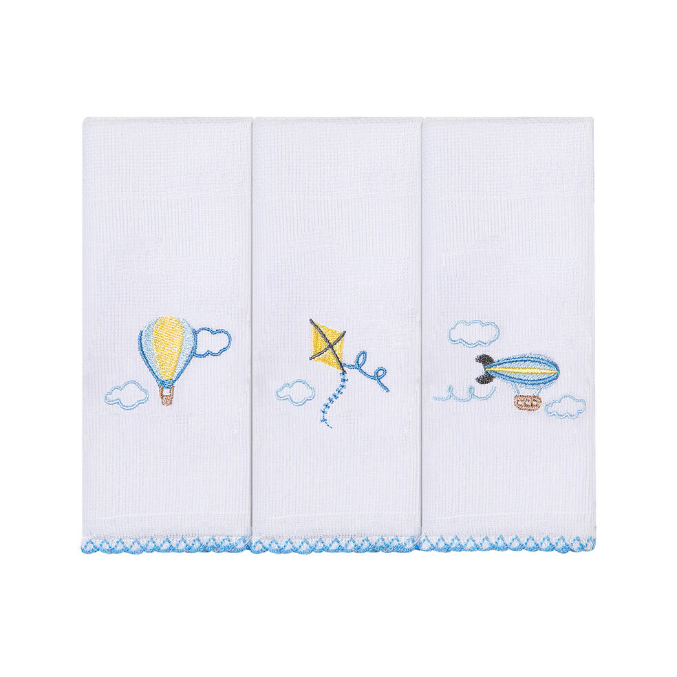 Kit Pano De Boca Bordados Papi Pipa E Balões - 3 Peças em Oferta na Shopee