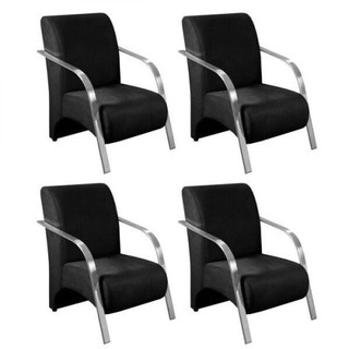 Kit 4 Poltronas 1 Lugar Sevilha Braço Pé Alumínio Preto em Oferta na Shopee