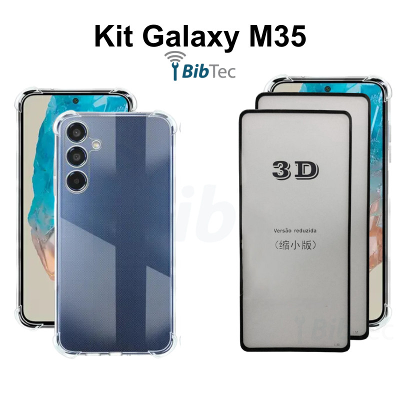 Kit 2UN Película Tela frontal 3D Vidro + Capa Capinha Transparente para Samsung 