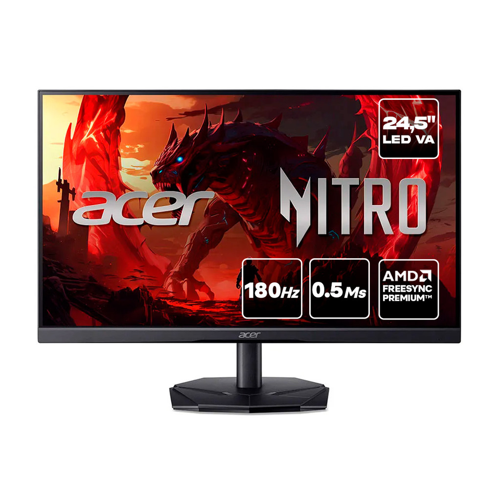 Monitor Gamer Acer Nitro 24,5" VA 180Hz 0.5ms Full HD AMD FreeSync KG251Q Bivolt - Computers & Accessories