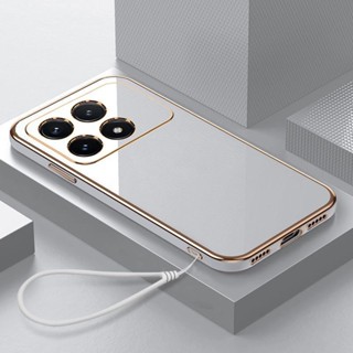 Para Xiaomi Poco X6 Caso Pro De Telefone Borda Reta Galvanoplastia Chapeamento À Prova De Choque Silicone Volta Capa Mac em Oferta na Shopee