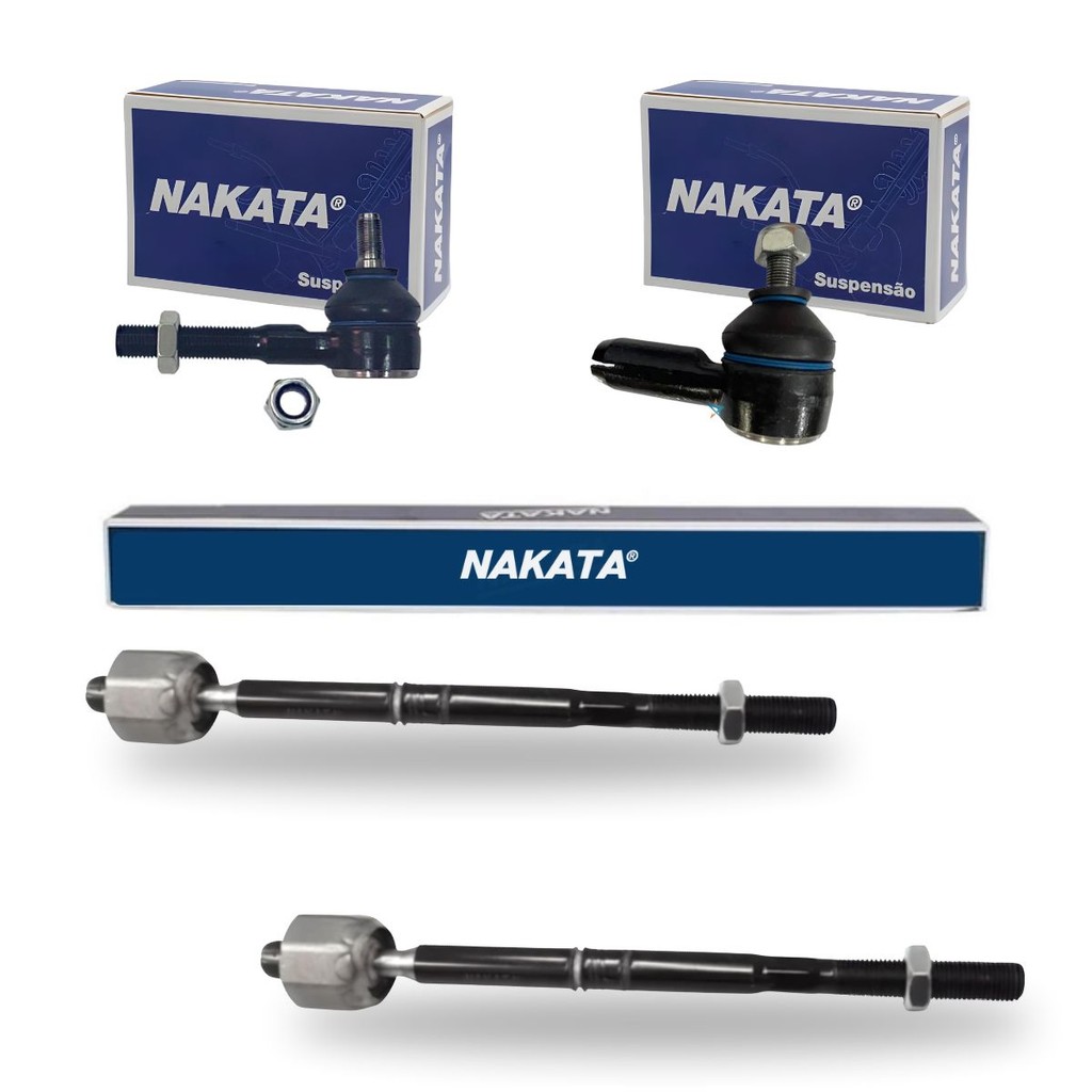 Kit 2 Ponteira Terminal Direção + 2 Barra Axial Saveiro G2 G3 G4 1997 até 2011 Nakata