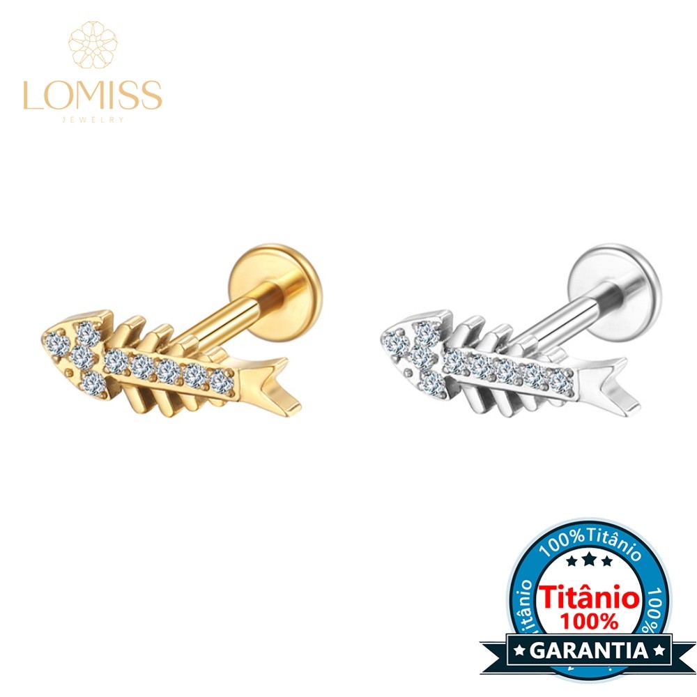 Lomiss Piercing Helix Tragus Conch Labret Titânio Espinha Peixe Zircônia em Oferta na Shopee