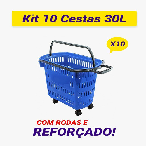 Kit 10 Cesta Cestinha Plástica Supermercado Compras Mercado Rodas Rodinhas Super Resistente em Oferta na Shopee