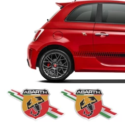 Par De Emblemas Abarth Fiat 500 Punto Bravo Adesivo Resinado