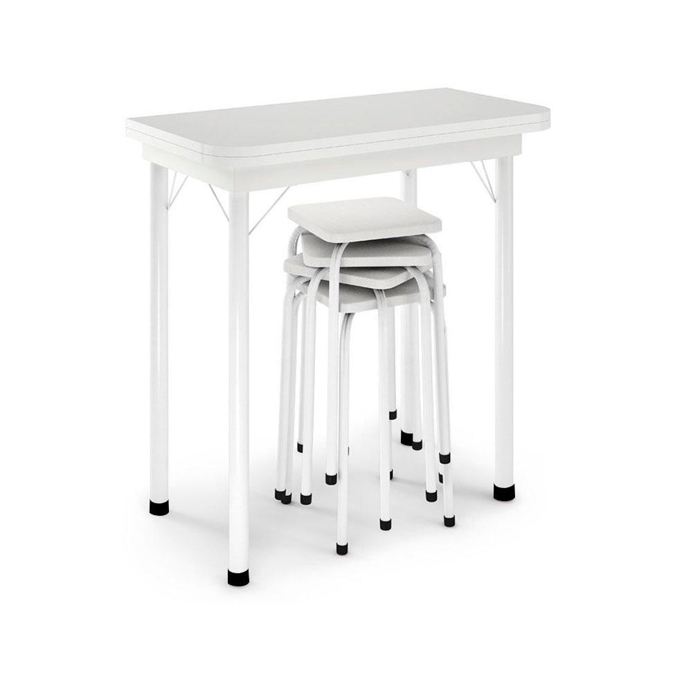 Conjunto de Mesa de Cozinha Dobrável com 4 Lugares Asti Branco - Home & Living