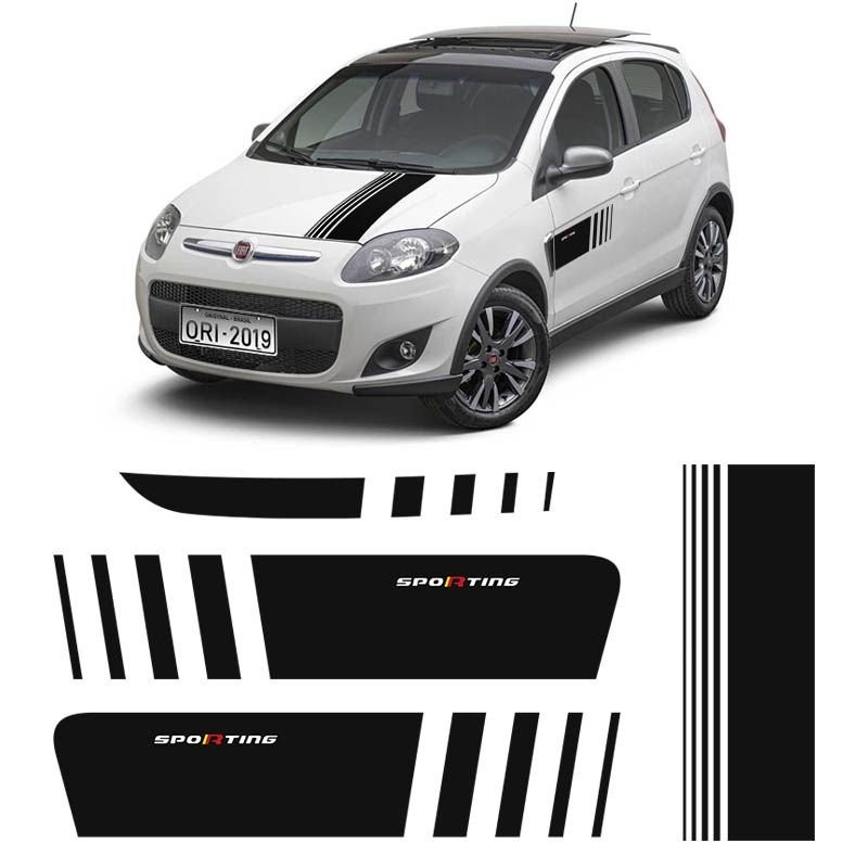 Faixa Palio Sporting Adesivo Preto Lateral, Traseiro E Capo em Oferta na Shopee