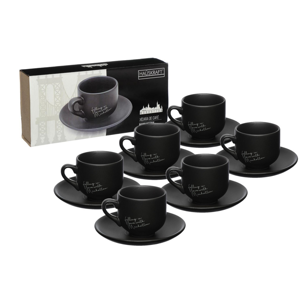Conjunto 6 Xícaras De Café Com Pires Em Porcelana 90ml