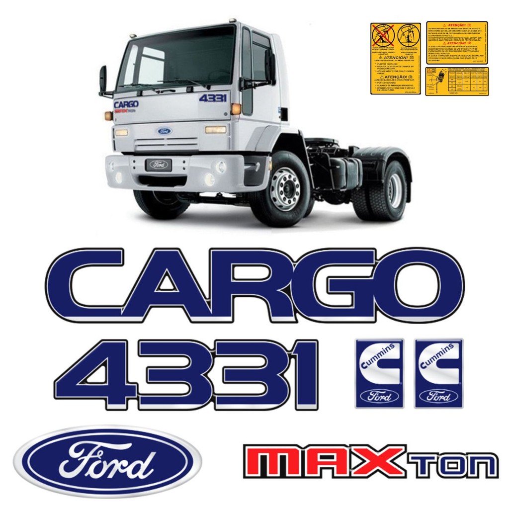 Kit Adesivos Ford 4331 Cargo MaxTon Cummins Emblema Caminhão