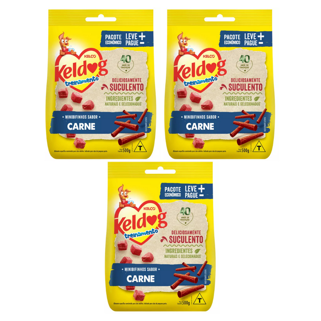 KIT COM 3 KELDOG BIFINHO EVOL CRIADORES MINI CARNE 500GR
