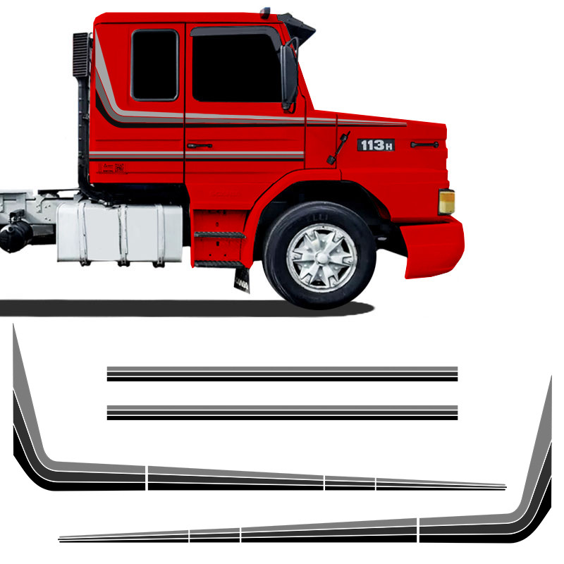 Jogo Faixas Scania 113 1994 Adesivo Grafite/preto Decorativo em Oferta na Shopee