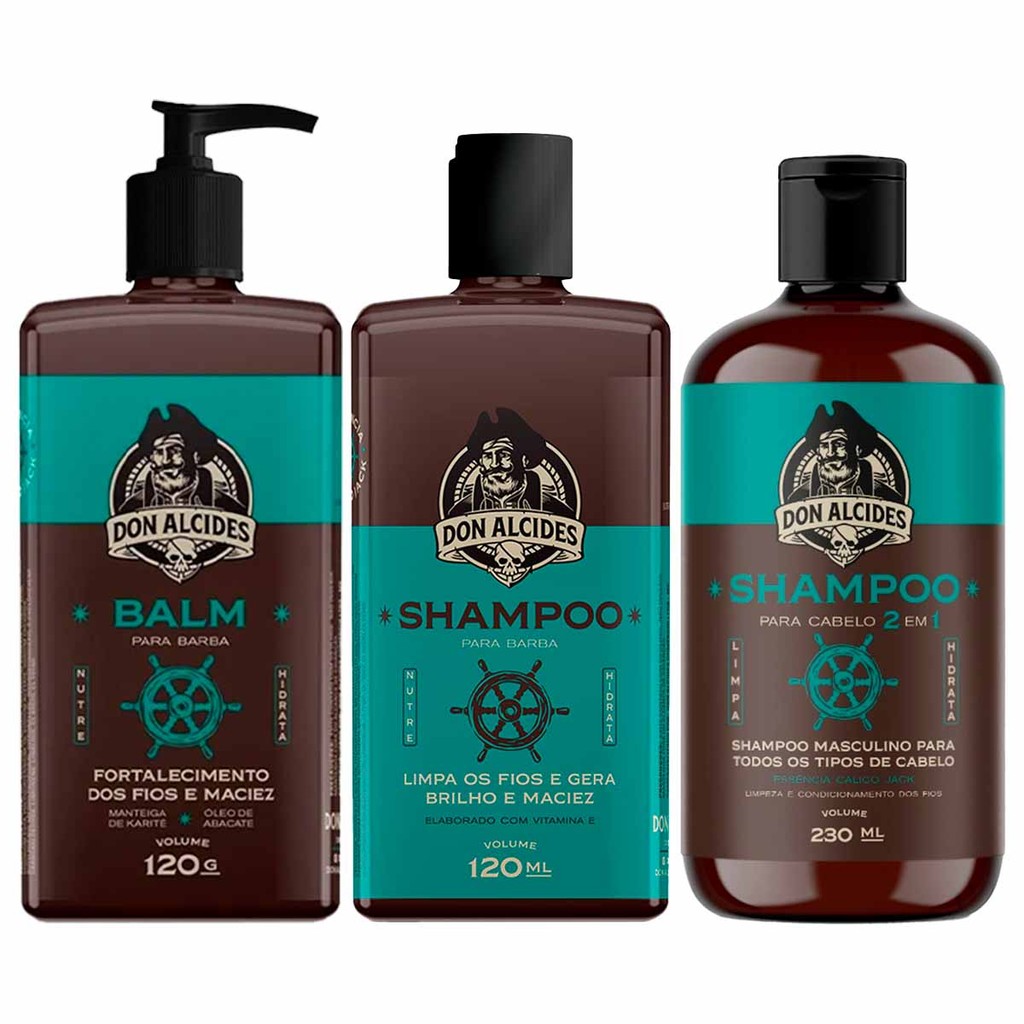 Kit Balm Shampoo e Shampoo 2 em 1 Calico Jack Don Alcides