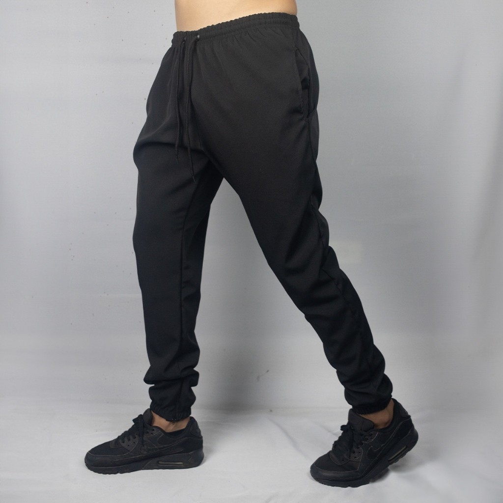 Calça Jogger Tactel com Elastano Treino Esportiva Masculina Ziper No Punho 2025