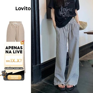 (LIVE STREAM SALE) Lovito Casual Calça Listrada para Mulheres LNA21096 (Multicolorido) em Oferta na Shopee