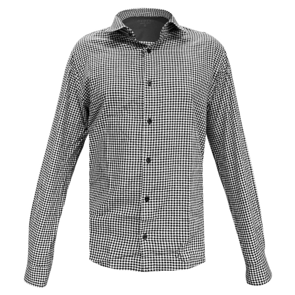 Camisa Ogochi Xadrez Preto Slim Masculina