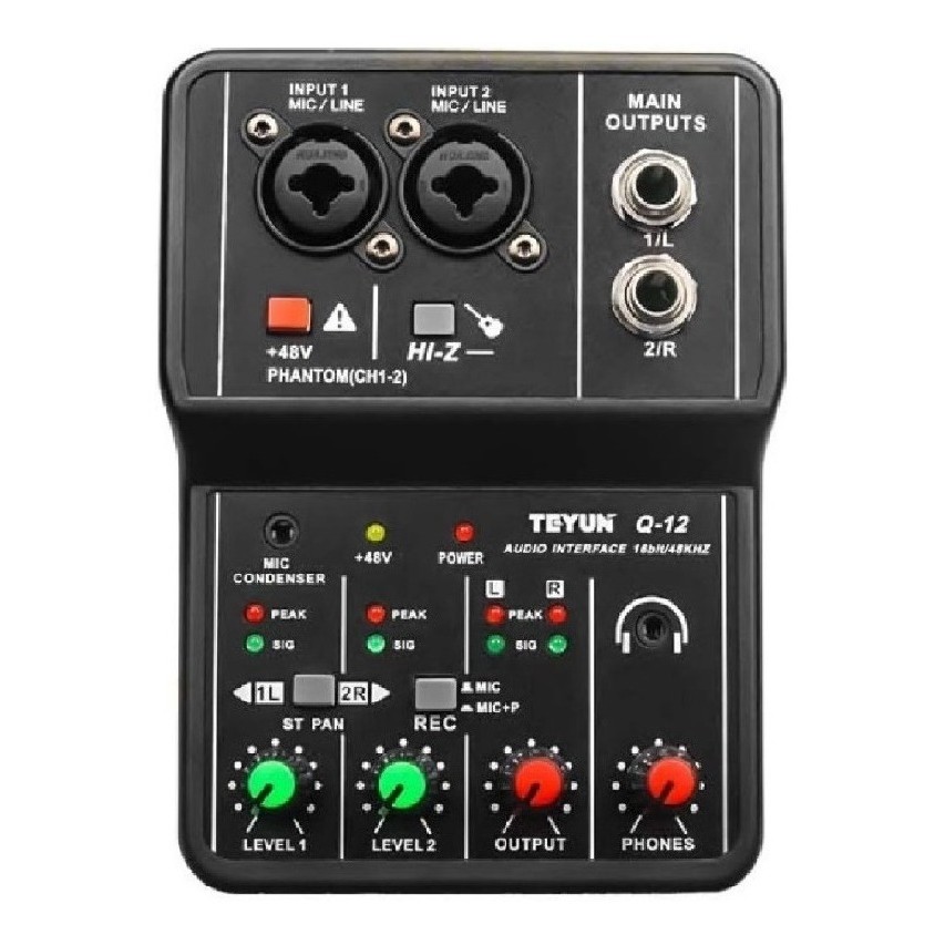 Interface De Audio Gravação Live Usb Teyun Q12