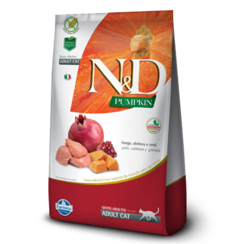 Ração N&D Pumpkin para Gatos Adultos Frango, Abóbora e Romã 1,5kg em Oferta na Shopee