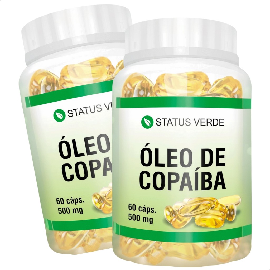 2 Potes Óleo de Copaíba Puro Kit 120 Cáps - Status Verde em Oferta na Shopee
