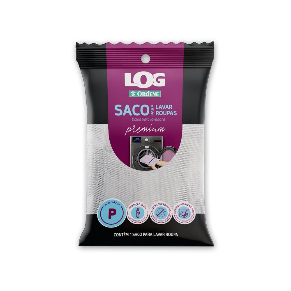 Saco para Lavar Roupa Premium Pequeno Branco/Azul Log Ordene - Home & Living