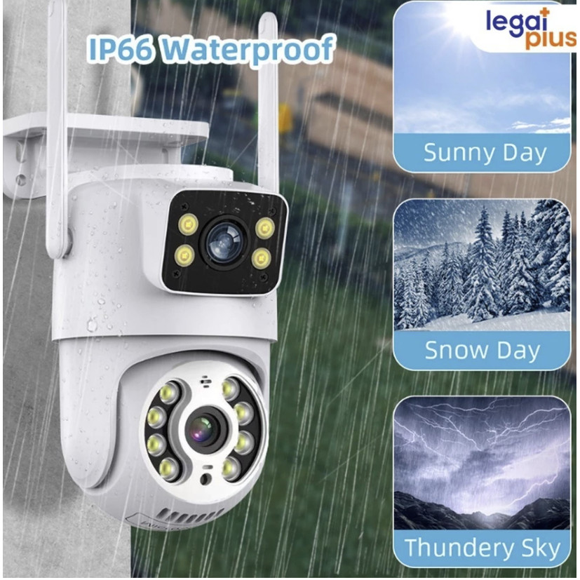 Câmera de Segurança Externa IP WiFi A31 Dupla Lente 2 em 1 – PTZ 360° à Prova D’Água com Visão Noturna 6MP em Oferta na Shopee