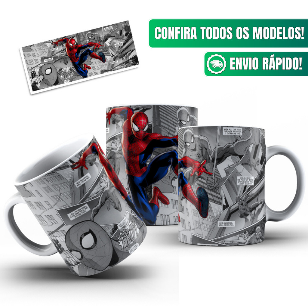 Caneca Homem Aranha Quadrinhos Manga Spider Ceramica 325ml em Oferta na Shopee