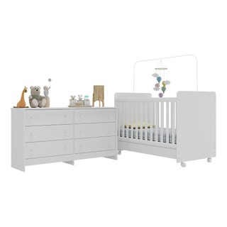 Berço 3 em 1 com Colchão Incluso Rodízios e Cômoda Chantilly Multimóveis MP4289 em Oferta na Shopee