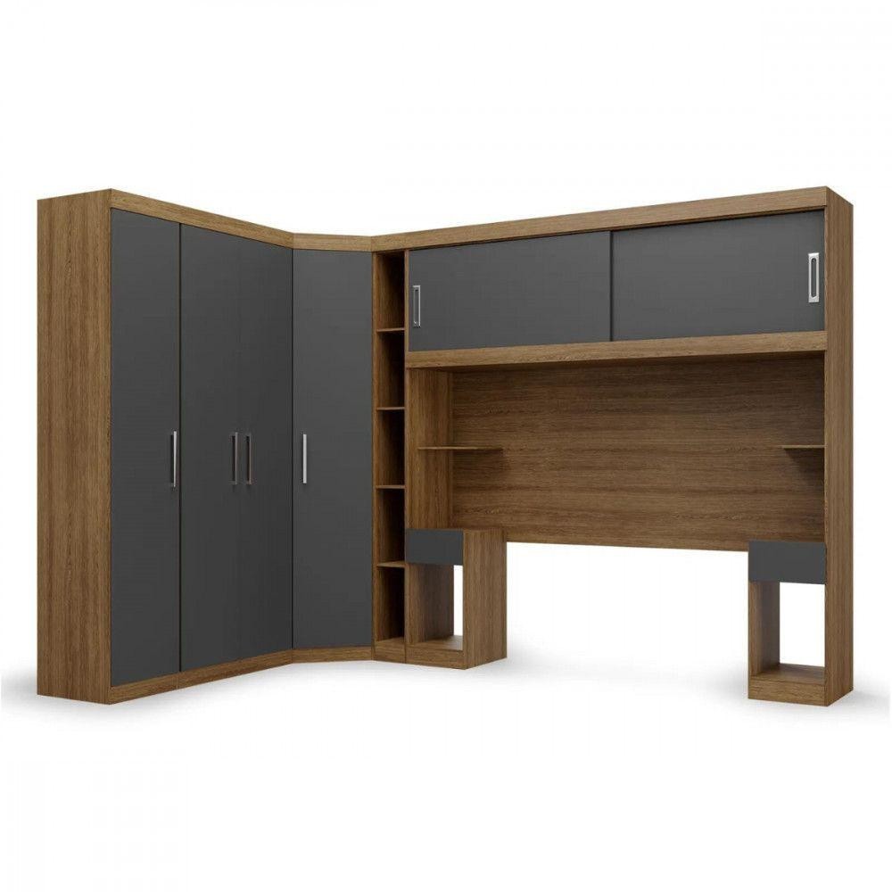 Guarda Roupa De Canto Modulado Casal Ipe Wood Grafite Batrol Ipe Wood Com Grafite