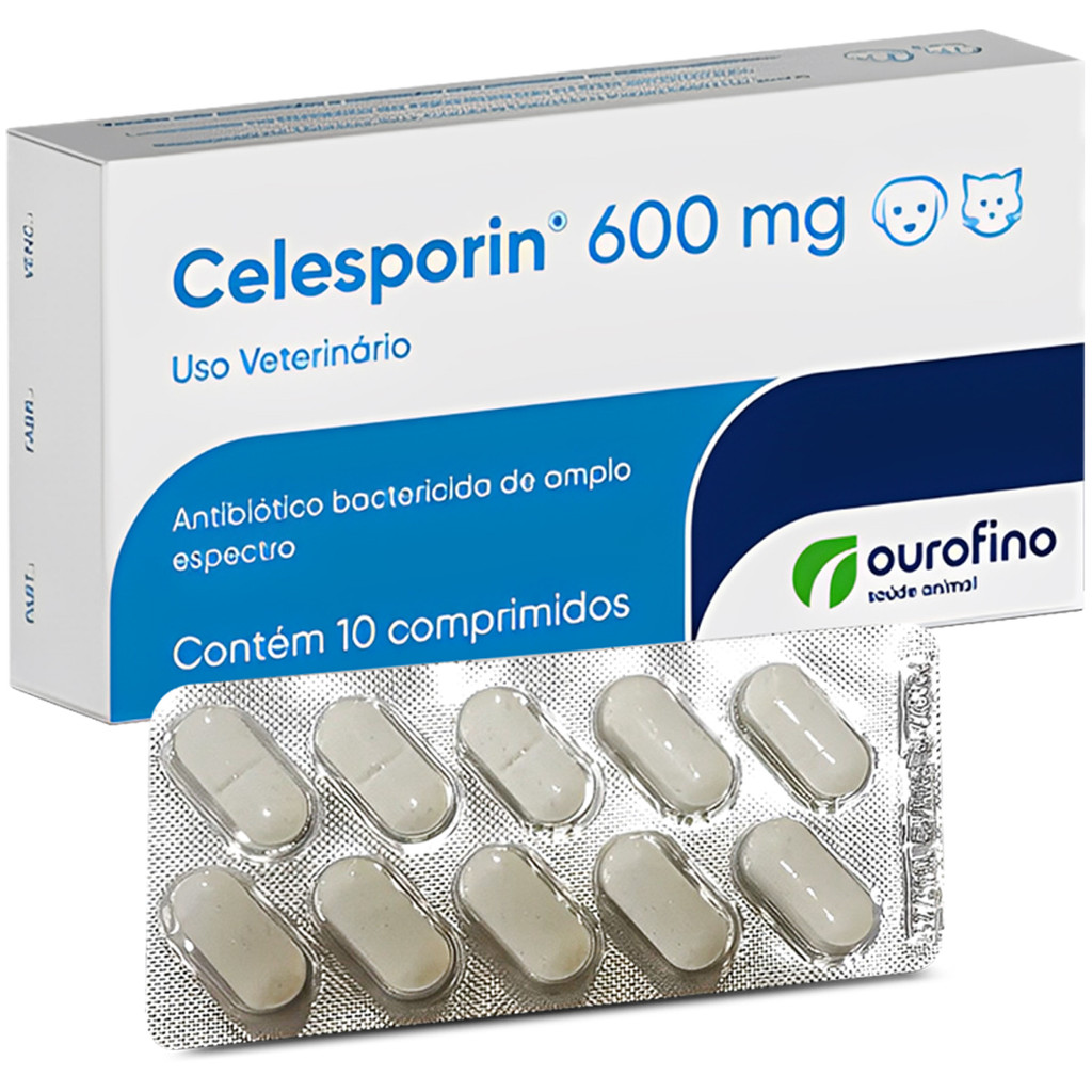 Celesporin Antibiótico 600mg Cartela Com 10 Comprimidos - Pets