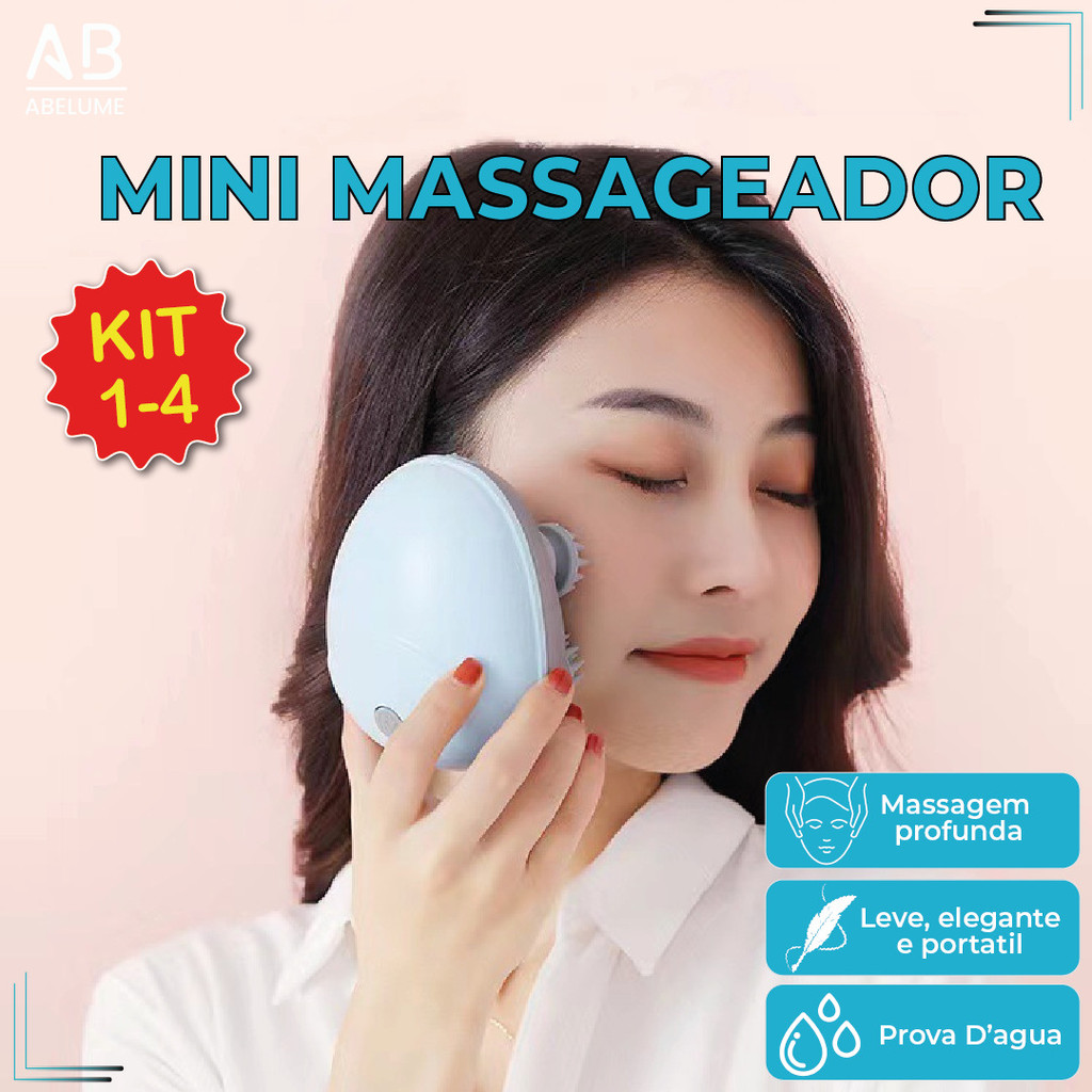 Mini Massageador Elétrico Portátil Recarregável USB a Prova Dágua Corporal e para Pet 3 Modos