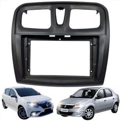 MOLDURA PARA PAINEL MULTIMÍDIA 9 POLEGADAS RENAULT LOGAN SANDERO PRETO FOSCO 2014 A 2024 89/E29