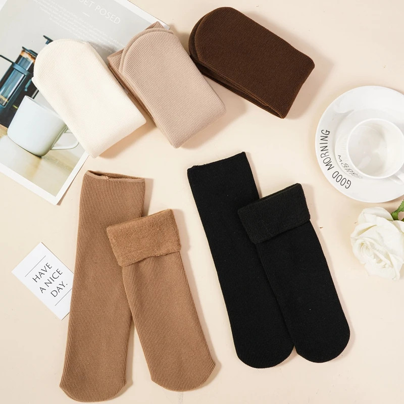 Imagem Kit ate 6 pares de meias/meia soquete térmica grossa flanelada fleece inverno frio intenso