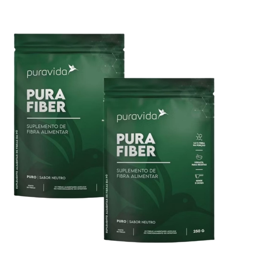 Kit 2X Pura Fiber Fibra Solúvel Puravida 250g