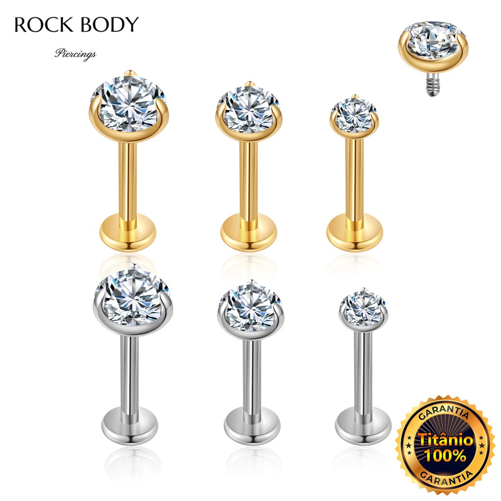 Piercing Labret Titânio Ponto De Luz Grau de Implante Helix Tragus Conch Boca Orelha