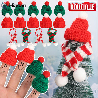 20 Peças Mini Chapéu De Natal E Enfeite De Cachecol-Papai Noel De Tricô DIY-Boné De Lã Feito À Mão-Decoração De Jantar D
