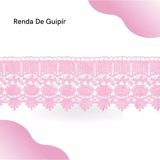 Renda Guipir CHL-431 8.5 Cm -  Rolo C/13.7 Metros Cor:Rosa-Chiclete