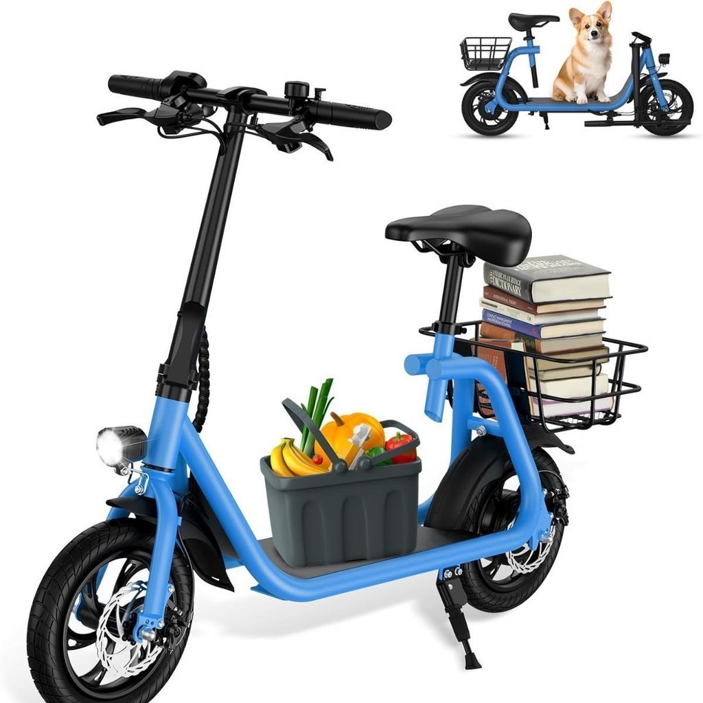 Patinete Elétrico Scooter Elétrica 120Kg 450W Com Cesto e Bluetooth