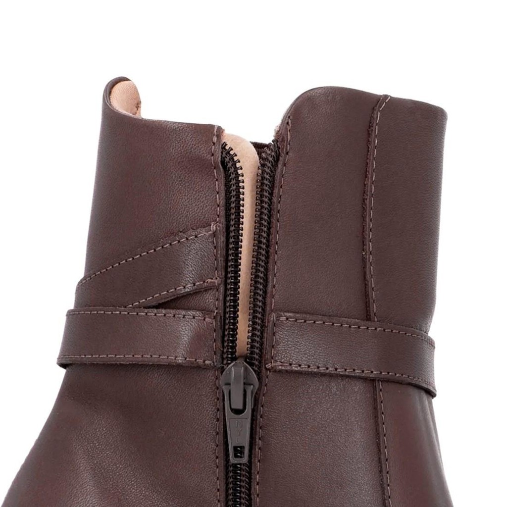 Detalhes do Bota Usaflex Feminina Couro Salto Bloco Tira Enfeite