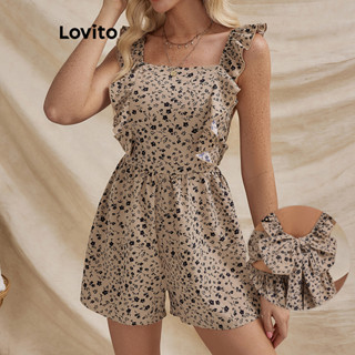 Lovito Macacão Boho Ditsy Floral Ruffle para mulheres LBL18495 em Oferta na Shopee